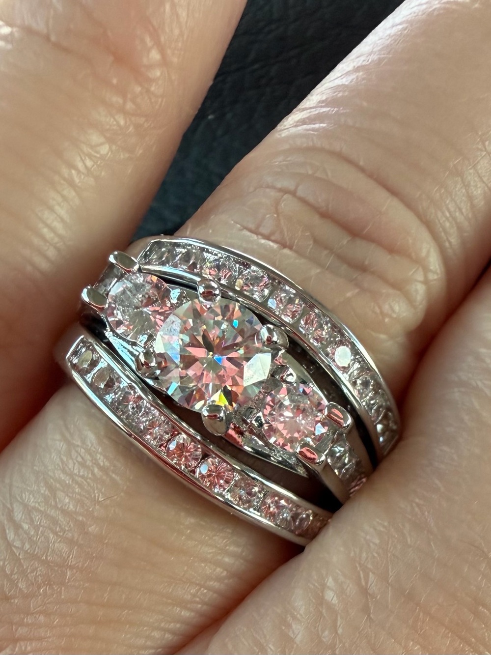 2.0CT GRA MOISSANITE- Trio Ring Set -Sterling Silver NWT Size 8